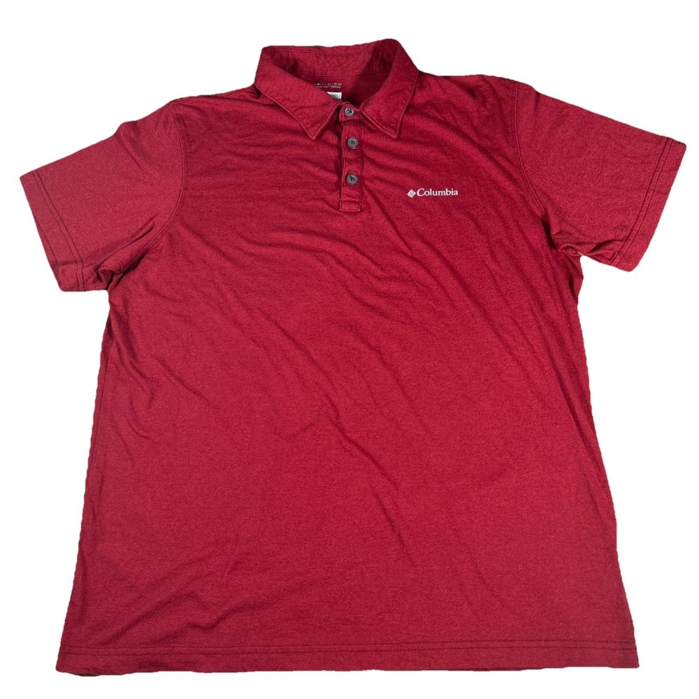 Columbia Omni-Wick Polo Shirt Men's L Red Advanced Evaporation Short Sleeve